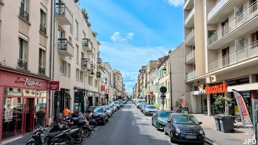 Façade des murs commerciaux occupés à vendre rue de Verdun, Puteaux